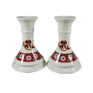 Charlton Hall Kobe Classic Traditions Christmas Horn Candlestick Holder Set of 2